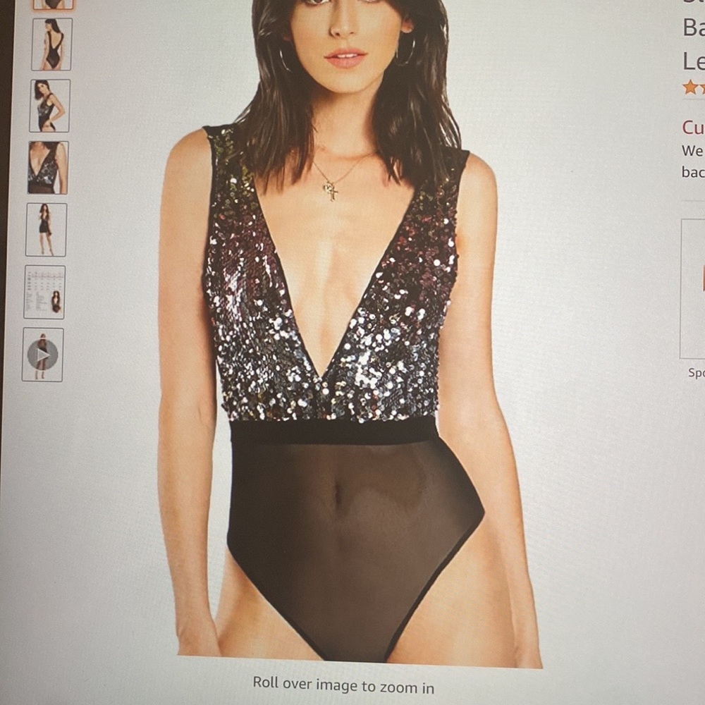 Sequin V-Neck Bodysuit